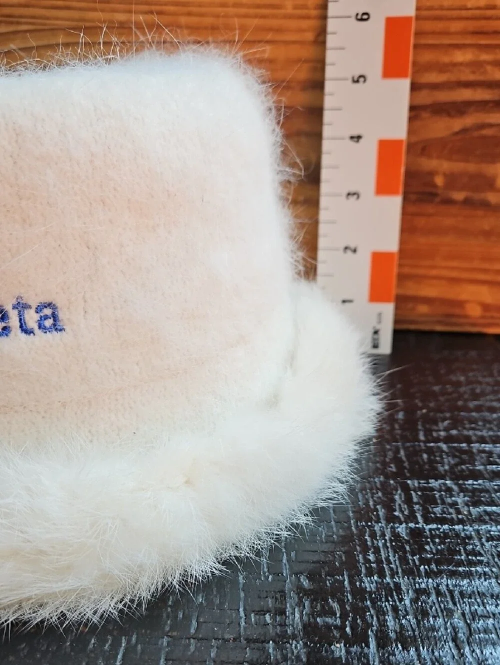 New Ivory White Cream Angora Wool Fur Bucket Hat with ZetaPhiBeta Embroidery